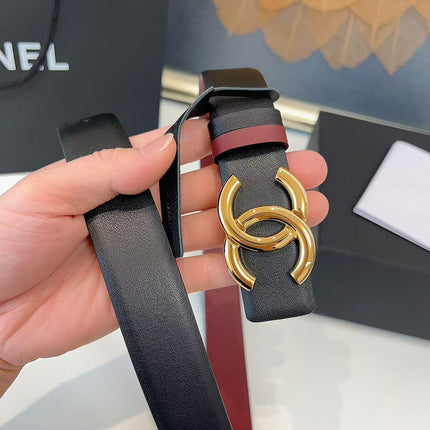 CC 26S BELT 30 MM IN BLACK CALFSKIN GOLD TONE METAL 658697