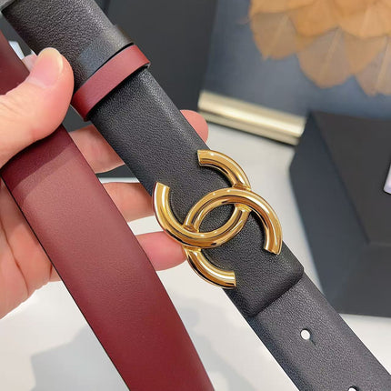 CC 26S BELT 30 MM IN BLACK CALFSKIN GOLD TONE METAL 658697