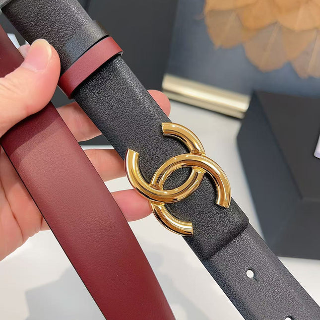 CC 26S BELT 30 MM IN BLACK CALFSKIN GOLD TONE METAL 658697