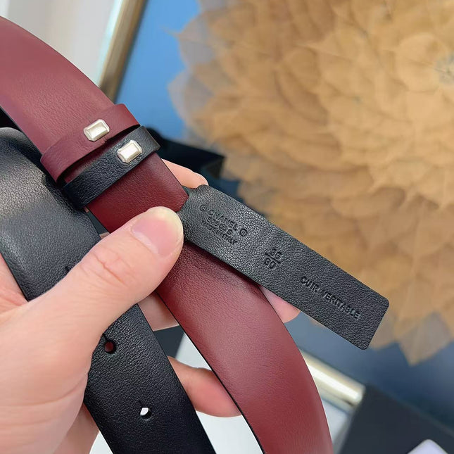 CC 26S BELT 30 MM IN BLACK CALFSKIN RUTHENIUM-TONE METAL 658698