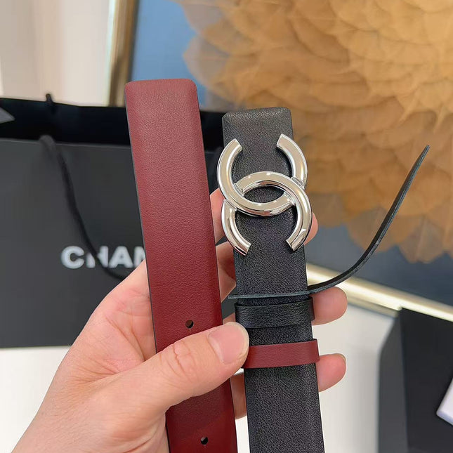 CC 26S BELT 30 MM IN BLACK CALFSKIN RUTHENIUM-TONE METAL 658698