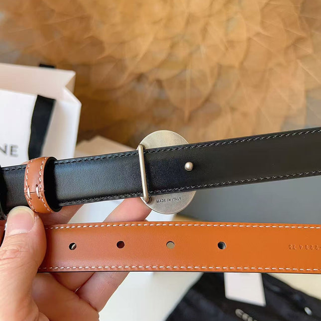 CELINE 26S BELT 25 MM IN BROWN CALFSKIN 672300