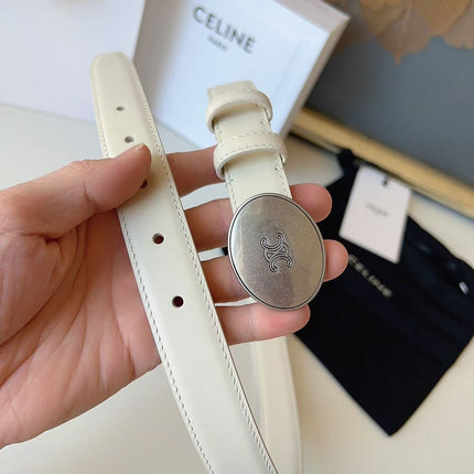CELINE 26S BELT 25 MM IN WHITE CALFSKIN 672302