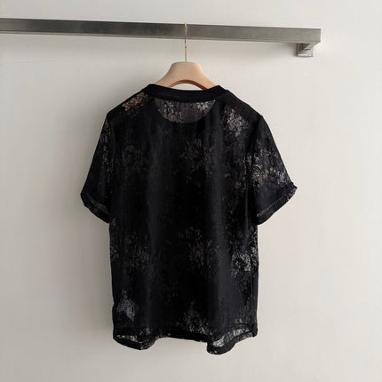 MIUMIU 26S LACE SHORT SLEEVE T-SHIRT 1229