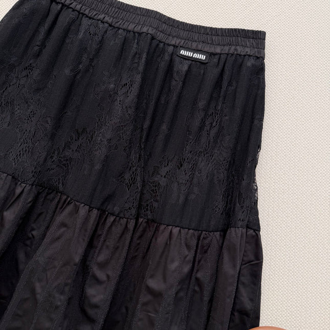 MIUMIU 26S LACE TRIM MIDI SKIRT 1226