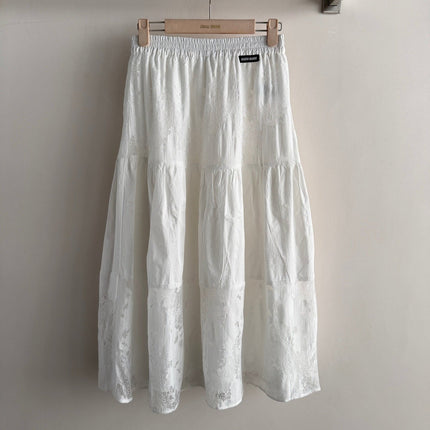 MIUMIU 26S LACE TRIM MIDI SKIRT 1225