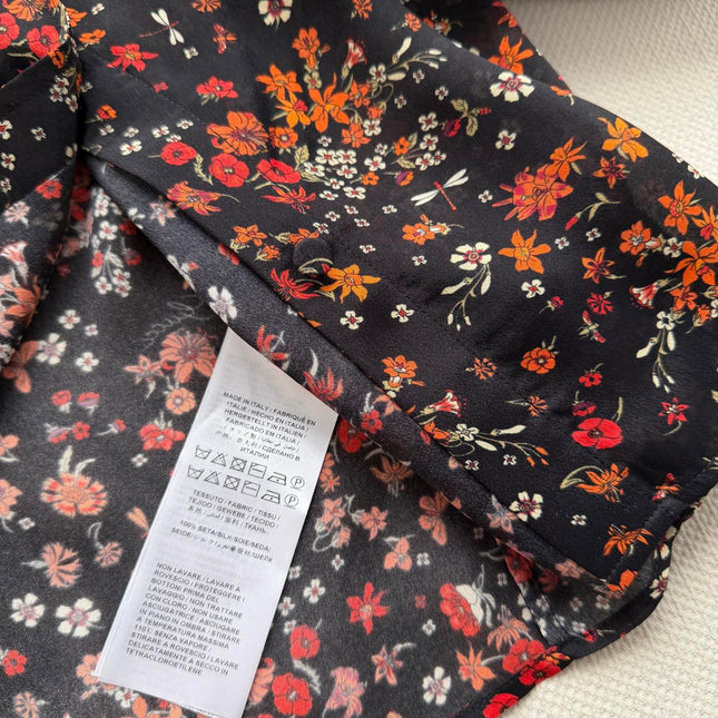 GUCCI 26S LONG-SLEEVE FLORAL BOW-TIE BLOUSE 485