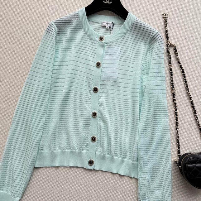 CHANEL 26S MINT KNIT CARDIGAN 1327