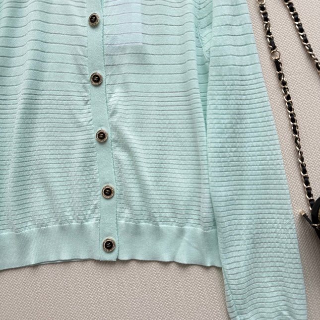 CHANEL 26S MINT KNIT CARDIGAN 1327