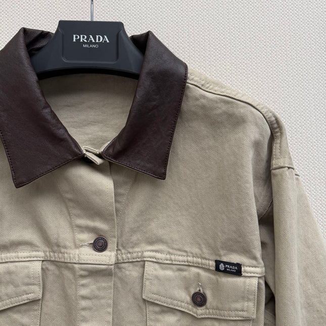 PRADA 26S LEATHER COLLAR JACKET STYLE 938