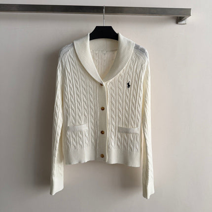 RALPH LAUREN 26S SHAWL-COLLAR CABLE-KNIT CARDIGAN 752