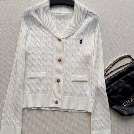 RALPH LAUREN 26S SHAWL-COLLAR CABLE-KNIT CARDIGAN 752