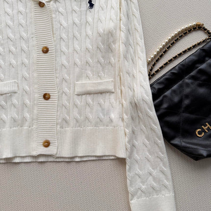 RALPH LAUREN 26S SHAWL-COLLAR CABLE-KNIT CARDIGAN 752
