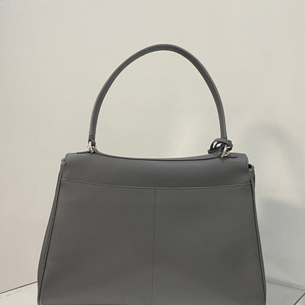 RODEO MEDIUM BAG 35 IN GREY SMOOTH CALFSKIN SILVER HARDWARE