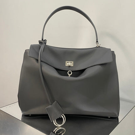RODEO MEDIUM BAG 35 IN GREY SMOOTH CALFSKIN SILVER HARDWARE