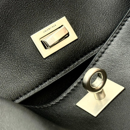 RODEO MEDIUM BAG 35 IN BLACK SMOOTH CALFSKIN SILVER HARDWARE