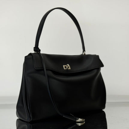 RODEO MEDIUM BAG 35 IN BLACK SMOOTH CALFSKIN SILVER HARDWARE