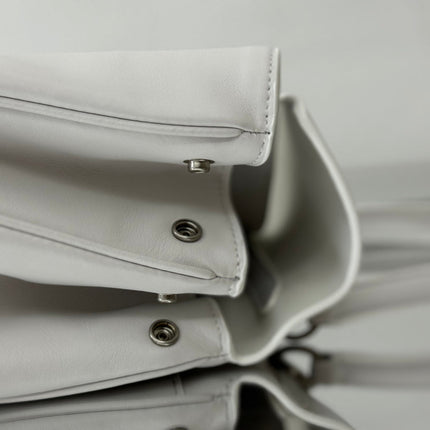 RODEO MEDIUM BAG 35 IN WHITE SMOOTH CALFSKIN SILVER HARDWARE