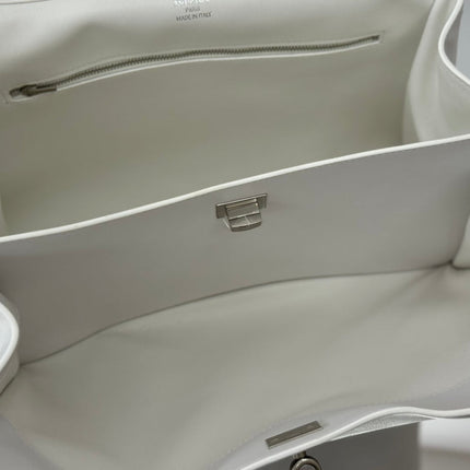 RODEO MEDIUM BAG 35 IN WHITE SMOOTH CALFSKIN SILVER HARDWARE