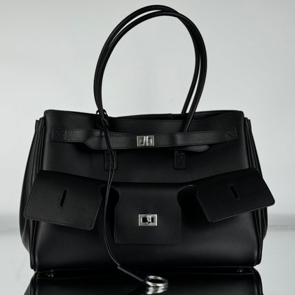 BEL AIR CARRY ALL BAG 37 IN BLACK NAPPA LAMBSKIN SILVER HARDWARE