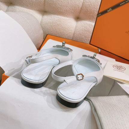 HM 26S INNOCENTE SLINGBACK IN WHITE CALFSKIN SILVER HARDWARE