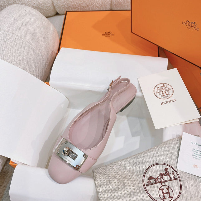 HM 26S INNOCENTE SLINGBACK IN LIGHT PINK CALFSKIN SILVER HARDWARE