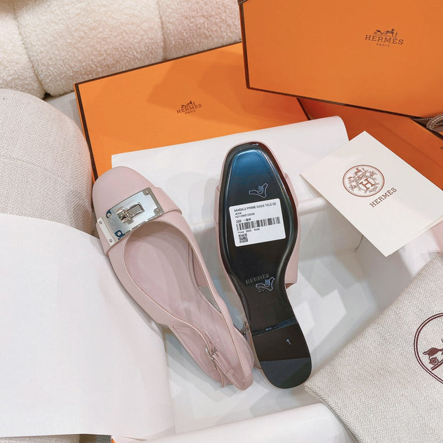 HM 26S INNOCENTE SLINGBACK IN LIGHT PINK CALFSKIN SILVER HARDWARE
