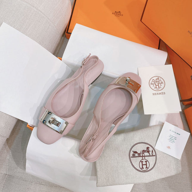 HM 26S INNOCENTE SLINGBACK IN LIGHT PINK CALFSKIN SILVER HARDWARE