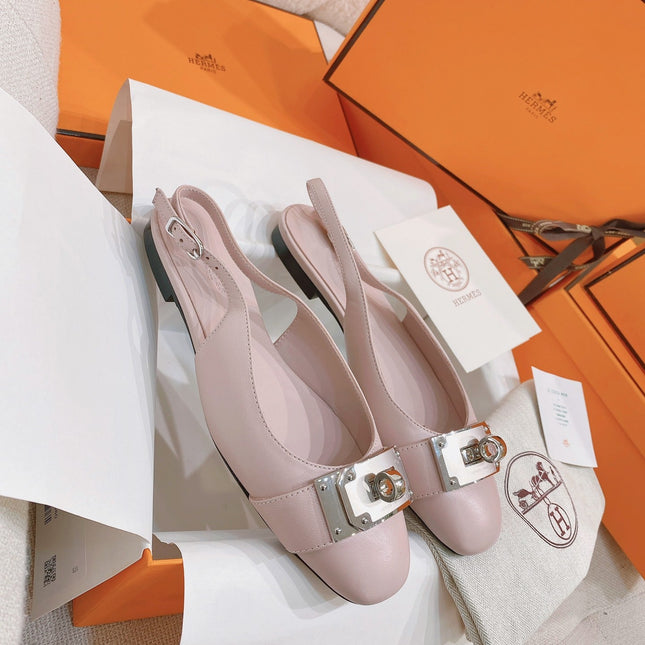 HM 26S INNOCENTE SLINGBACK IN LIGHT PINK CALFSKIN SILVER HARDWARE