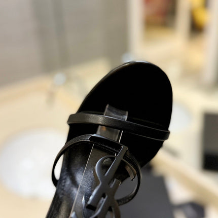 SL CASSANDRA HEELED SANDALS BLACK CALFSKIN