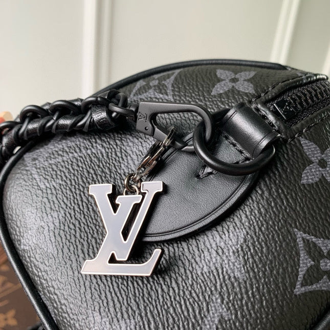 SPEEDY BAG 18 IN BLACK MONOGRAM COATED CANVAS BLACK HARDWARE
