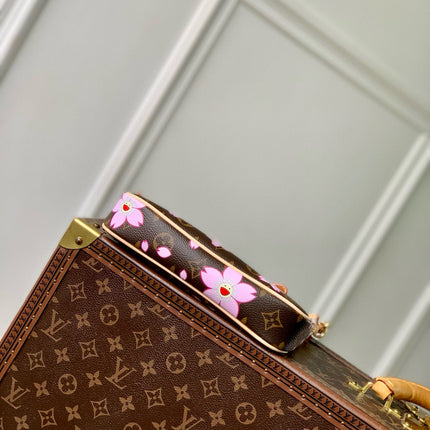 POCHETTE ACCESSOIRES 22 IN BROWN MONOGRAM CANVAS CHERRY BLOSSOM