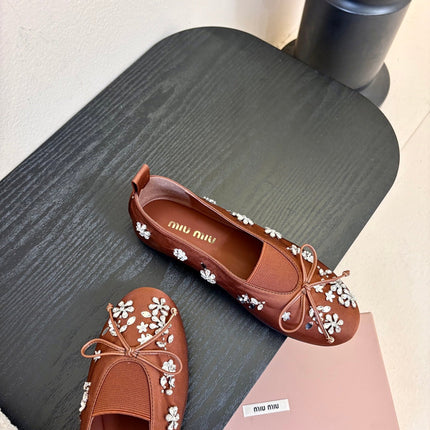 MIUMIU 25S MARY JANE SHOES IN DARK BROWN SATIN