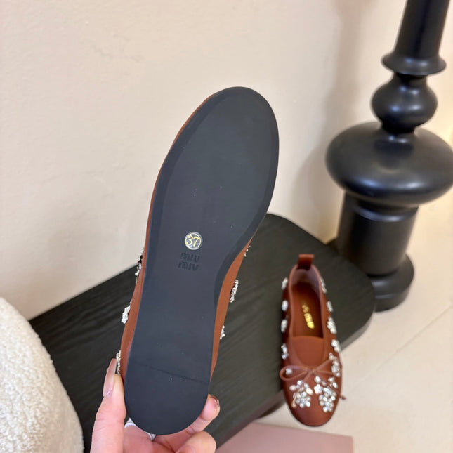 MIUMIU 25S MARY JANE SHOES IN DARK BROWN SATIN