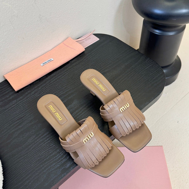 MIUMIU 26S HIGH-HEEL SANDALS 40MM IN BROWN CALFSKIN