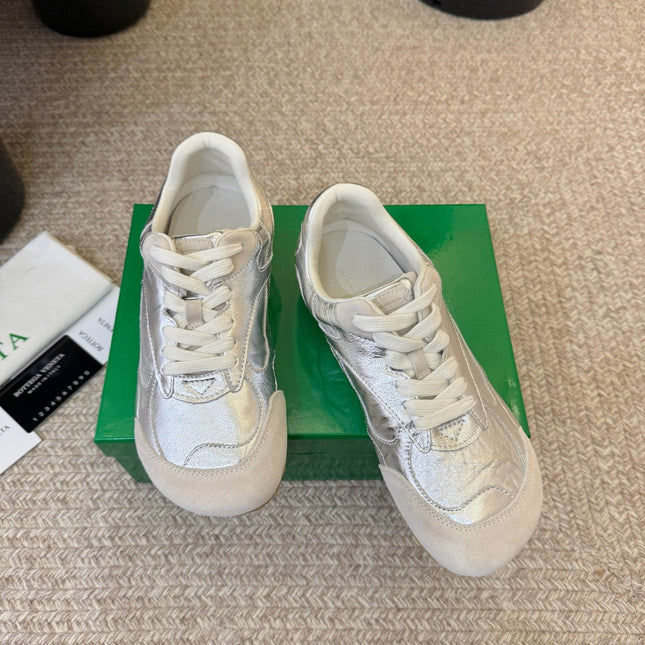 BOTTEGA VENETA 26S SNEAKERS IN SILVER CALFSKIN