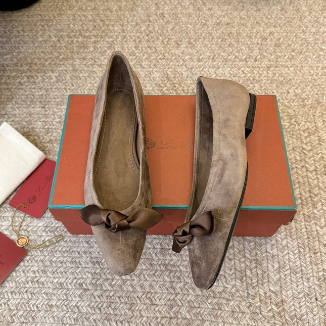 LP 26S BALLET FLATS IN BROWN SUEDE WITH SATIN BOW