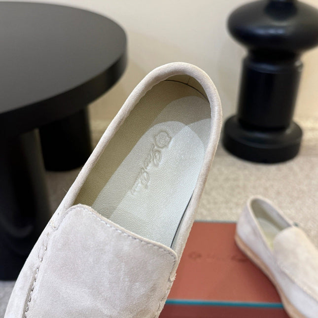 LP 26S ESPADRILLE LOAFERS IN LIGHT GREY SUEDE WITH JUTE TRIM