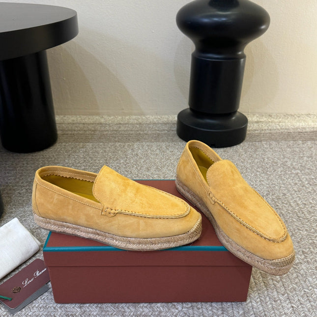 LP 26S ESPADRILLE LOAFERS IN YELLOW SUEDE WITH JUTE TRIM