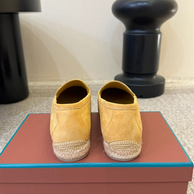 LP 26S ESPADRILLE LOAFERS IN YELLOW SUEDE WITH JUTE TRIM
