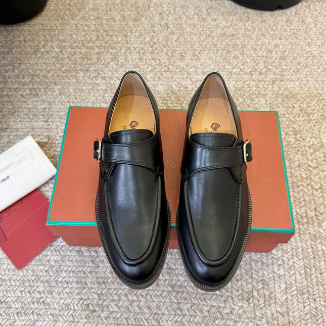 LP 26S MONK STRAP LOAFERS IN BLACK CALFSKIN SILVER HARDWARE