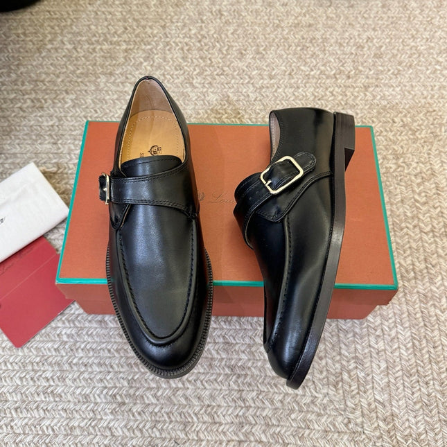 LP 26S MONK STRAP LOAFERS IN BLACK CALFSKIN SILVER HARDWARE