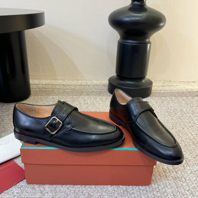 LP 26S MONK STRAP LOAFERS IN BLACK CALFSKIN SILVER HARDWARE