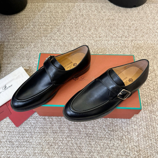 LP 26S MONK STRAP LOAFERS IN BLACK CALFSKIN SILVER HARDWARE
