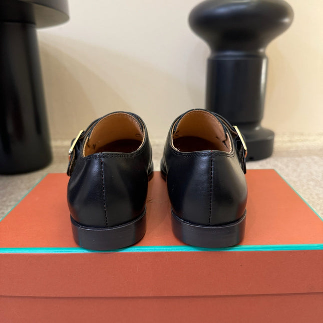LP 26S MONK STRAP LOAFERS IN BLACK CALFSKIN SILVER HARDWARE