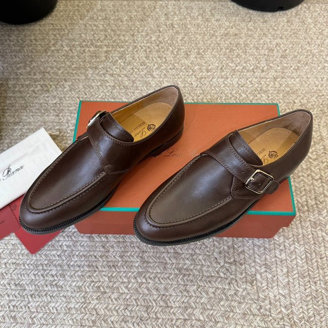 LP 26S MONK STRAP LOAFERS IN DARK BROWN CALFSKIN SILVER HARDWARE