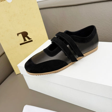 THE ROW 26S DOUBLE STRAP MARY JANE SNEAKERS IN BLACK CALFSKIN AND SUEDE