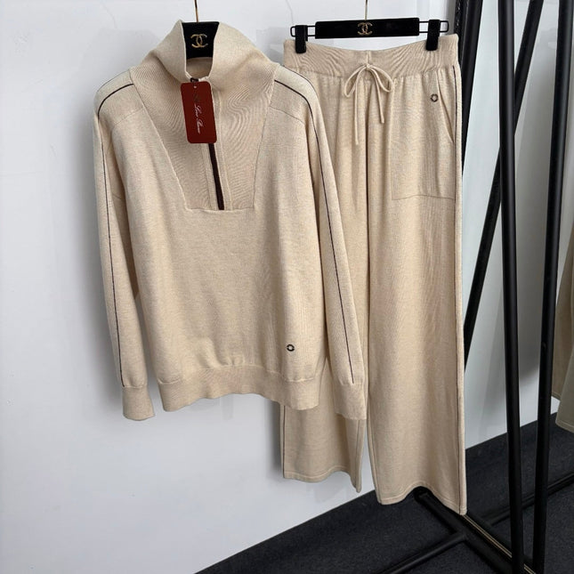 LORO PIANA 26S QUARTER-ZIP KNIT PANTS SET 994