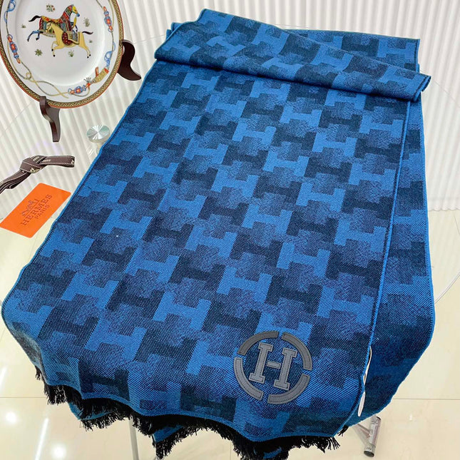 SCARF 200 CM IN COBALT BLUE MONOGRAM CASHMERE