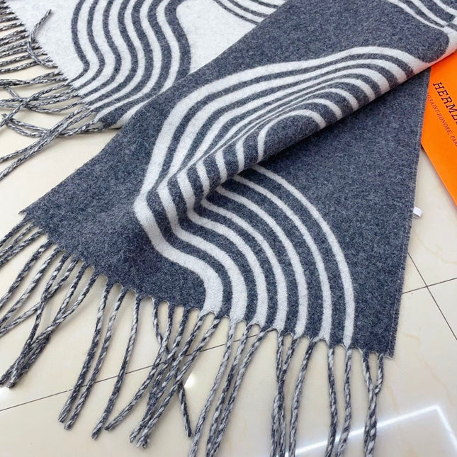SCARF 180 CM IN SHARK GREY MIX WHITE CASHMERE